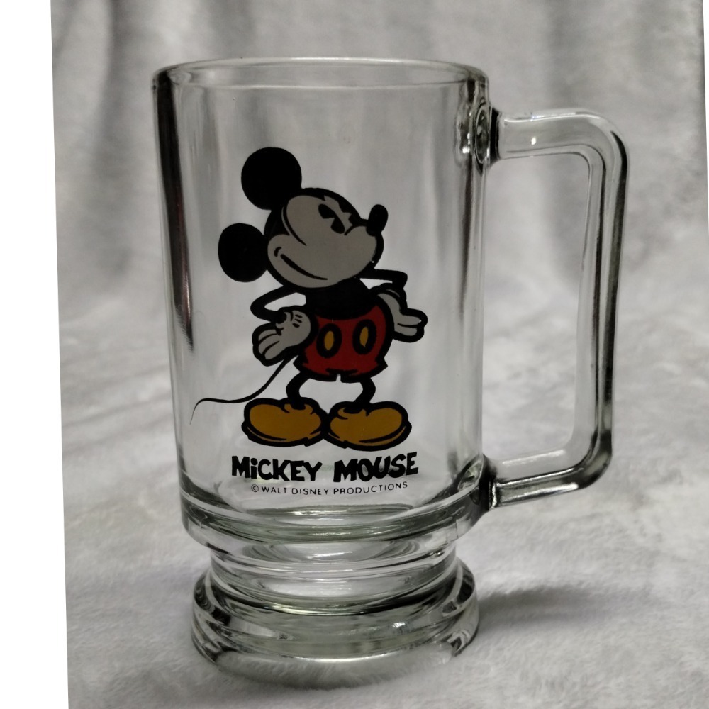 Mickey Mouse Glass Beer Mug Walt Disney Productions Collectible Barware - Picture 2 of 8